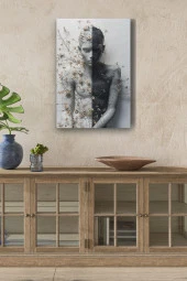 Modern Siyah Beyaz Çocuk Portesi Yağlı Kanvas Tablo thumbnail 1