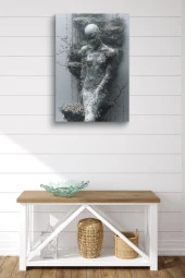 Modern Gri Kadın Silüeti Yağlı Kanvas Tablo thumbnail 1