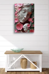 Çiçekli Mermerden Anne ve Çocuk Yağlı Kanvas Tablo thumbnail 2