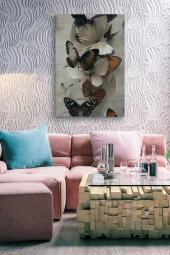 Mermer Üzerindeki Kelebekler Yağlı Kanvas Tablo thumbnail 7