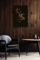 Doğal Çizim Geyik Portresi Yağlı Kanvas Tablo thumbnail 6