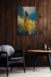 Sarılar İçerisindeki Yalnız Kadın Yağlı Kanvas Tablo thumbnail 4