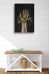 Etrafı Halkalarla Sarılı El Yağlı Kanvas Tablo thumbnail 2