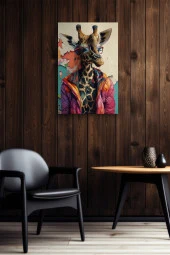 Modern Giysili Zürafa Yağlı Kanvas Tablo thumbnail 6