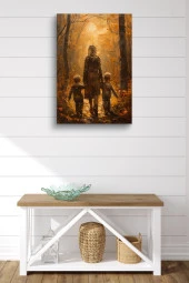 Çocukları İle Yürüyen Kadın Yağlı Kanvas Tablo thumbnail 2