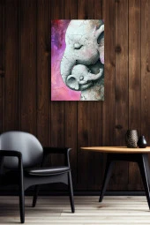 Fil Yavrusu ve Annesi Yağlı Kanvas Tablo thumbnail 6