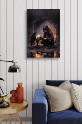 Kuzgun İle Çocuk Yağlı Kanvas Tablo thumbnail 3