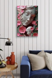 Çiçekli Mermerden Anne ve Çocuk Yağlı Kanvas Tablo thumbnail 6