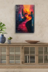 Renkli Sanatsal Klasik Merdiven Yağlı Kanvas Tablo thumbnail 1