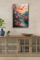 Pembe Çiçekler Yağlı Kanvas Tablo thumbnail 1