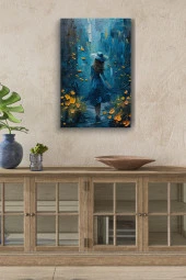 Mavili Kadın Yağlı Kanvas Tablo thumbnail 1