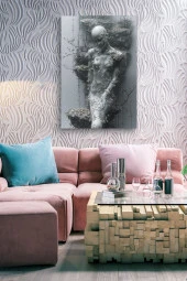 Modern Gri Kadın Silüeti Yağlı Kanvas Tablo thumbnail 6