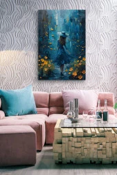 Mavili Kadın Yağlı Kanvas Tablo thumbnail 7