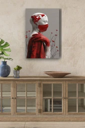 Kırmızı Maskeli Beyaz İnsan Bedeni Yağlı Kanvas Tablo thumbnail 1