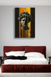 Sanatsal Kafa ve Sarı Boyalar Yağlı Kanvas Tablo thumbnail 3