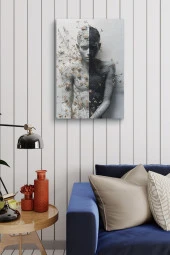Modern Siyah Beyaz Çocuk Portesi Yağlı Kanvas Tablo thumbnail 4