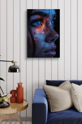 Renkli Futuristik Kadın Yağlı Kanvas Tablo thumbnail 3