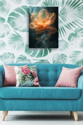 Turuncu Transparant Çiçek Yağlı Kanvas Tablo thumbnail 3