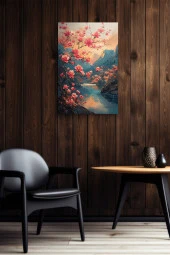 Pembe Çiçekler Yağlı Kanvas Tablo thumbnail 6