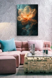 Turuncu Transparant Çiçek Yağlı Kanvas Tablo thumbnail 4