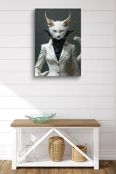 Modern Takım Elbiseli Kedi Portesi Yağlı Kanvas Tablo thumbnail 2