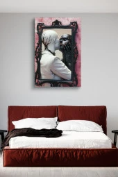 Ayna İçerisinde siyah beyaz İki İnsan Yağlı Kanvas Tablo thumbnail 3