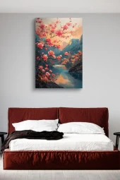 Pembe Çiçekler Yağlı Kanvas Tablo thumbnail 3