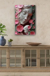 Çiçekli Mermerden Anne ve Çocuk Yağlı Kanvas Tablo thumbnail 1