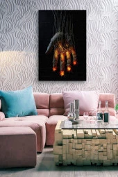 Parmakları Ateşli El Yağlı Kanvas Tablo thumbnail 6
