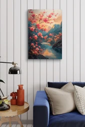 Pembe Çiçekler Yağlı Kanvas Tablo thumbnail 4