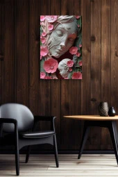 Çiçekli Mermerden Anne ve Çocuk Yağlı Kanvas Tablo thumbnail 4