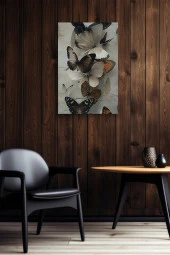 Mermer Üzerindeki Kelebekler Yağlı Kanvas Tablo thumbnail 6