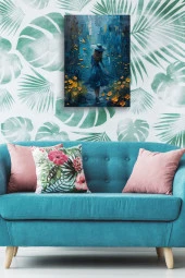 Mavili Kadın Yağlı Kanvas Tablo thumbnail 5