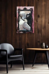 Ayna İçerisinde siyah beyaz İki İnsan Yağlı Kanvas Tablo thumbnail 6