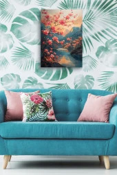 Pembe Çiçekler Yağlı Kanvas Tablo thumbnail 5