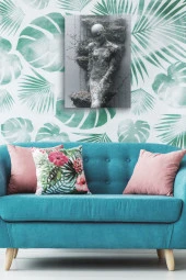 Modern Gri Kadın Silüeti Yağlı Kanvas Tablo thumbnail 4