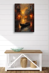 Karanlık Dizayn Üzerine Gondol Kanvas Yağlı Tablo thumbnail 2