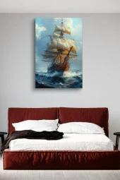 18. Yüzyıl Ahşaptan Gemi Kanvas Tablo thumbnail 3