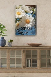 Su Üzerindeki Sarı Detaylı Papatyalar Yağlı Kanvas Tablo thumbnail 1
