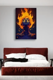 Alevler İçerisindeki Kızıl Saçlı Kadın Yağlı Kanvas Tablo thumbnail 2