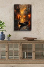 Karanlık Dizayn Üzerine Gondol Kanvas Yağlı Tablo thumbnail 1
