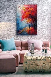 Kırmızı Sonbahar Yağlı Kanvas Tablo thumbnail 7