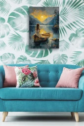 Kayıklı Kadın Doğal Yağlı Kanvas Tablo thumbnail 5