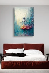 Mavi Boyalar İçerisindeki Balerin Yağlı Kanvas Tablo thumbnail 3