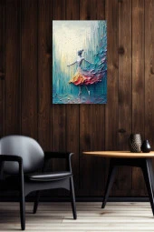 Mavi Boyalar İçerisindeki Balerin Yağlı Kanvas Tablo thumbnail 5