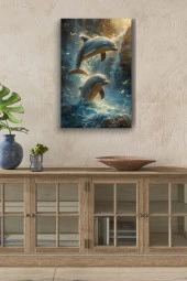 Yüzen Yunuslar Kanvas Tablo thumbnail 1