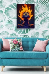 Alevler İçerisindeki Kızıl Saçlı Kadın Yağlı Kanvas Tablo thumbnail 4