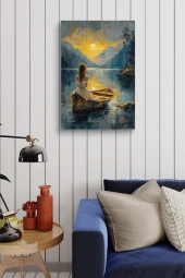 Kayıklı Kadın Doğal Yağlı Kanvas Tablo thumbnail 4