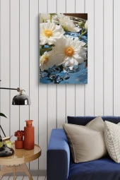 Su Üzerindeki Sarı Detaylı Papatyalar Yağlı Kanvas Tablo thumbnail 4
