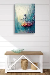 Mavi Boyalar İçerisindeki Balerin Yağlı Kanvas Tablo thumbnail 2